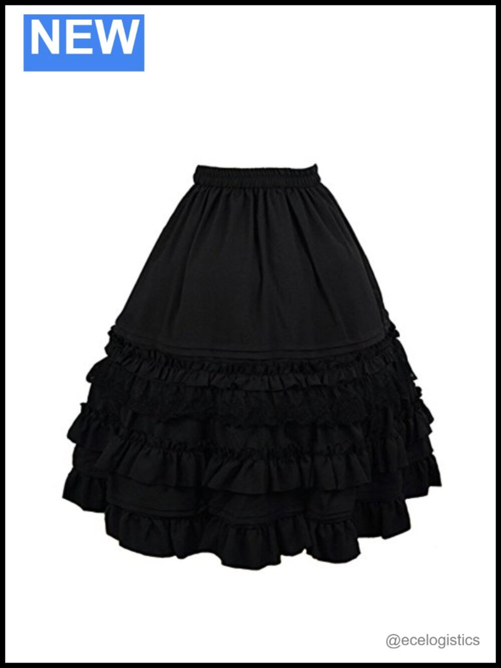 Women's 3-Layer Tutu Pleated Chiffon Petticoat Midi Lolita Skirt Elastic Waist
